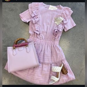 TCEC Lavender Ruffle Tiered Short Dress